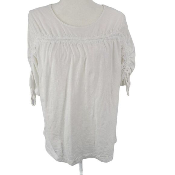 Eloquii Runched Sleeve Blouse White Tie 14/16 1X - Picture 3 of 5